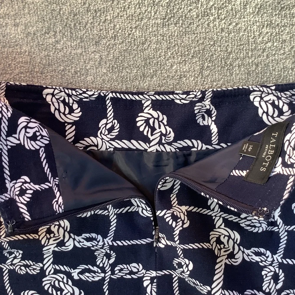 Talbots Petites Navy/White Nautical Skirt Sz. 14P